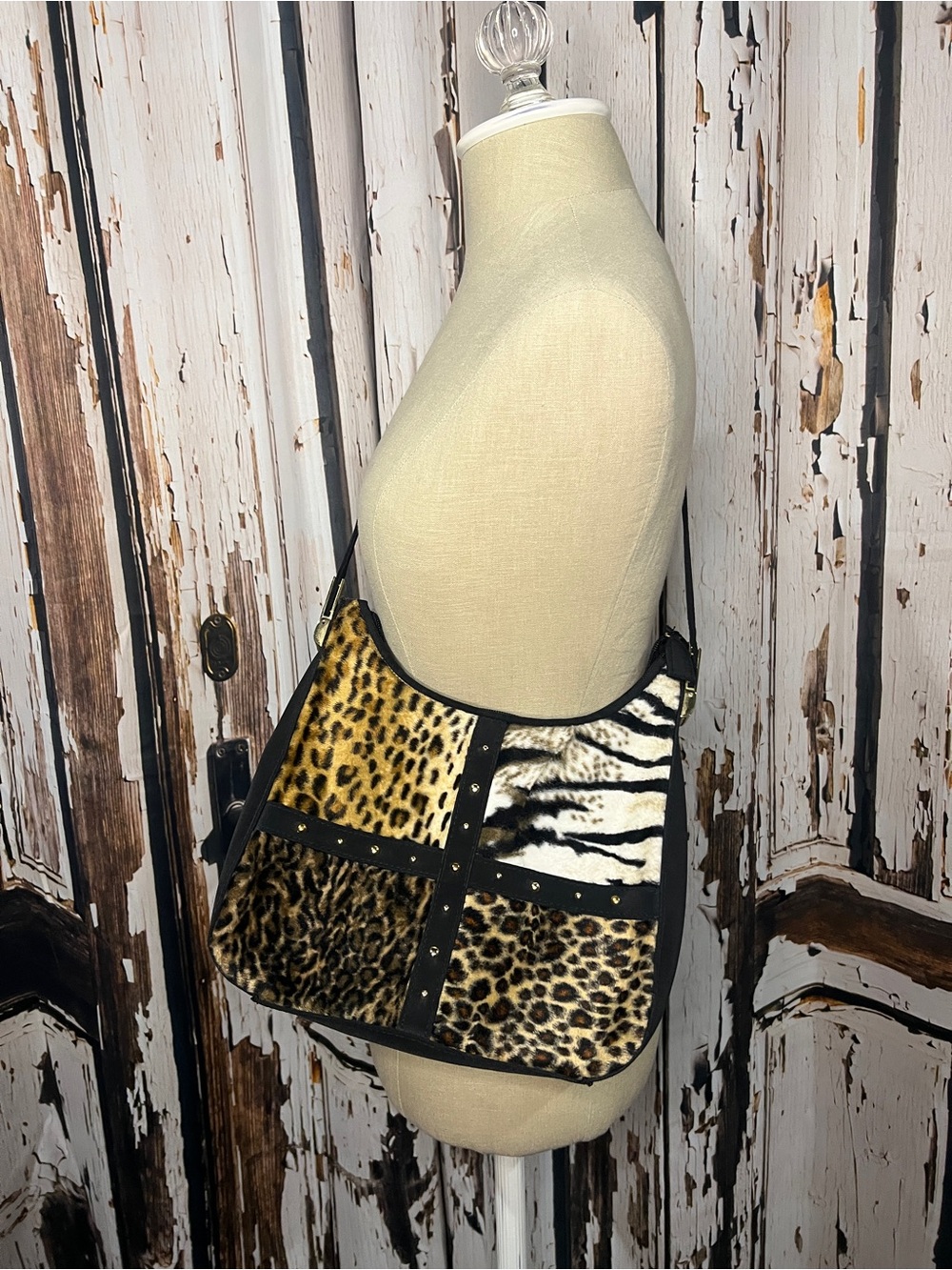 Fall Animal Print Patchwork Shoulder Bag